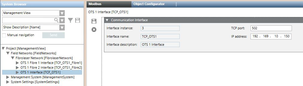 Communication Settings of the Interface