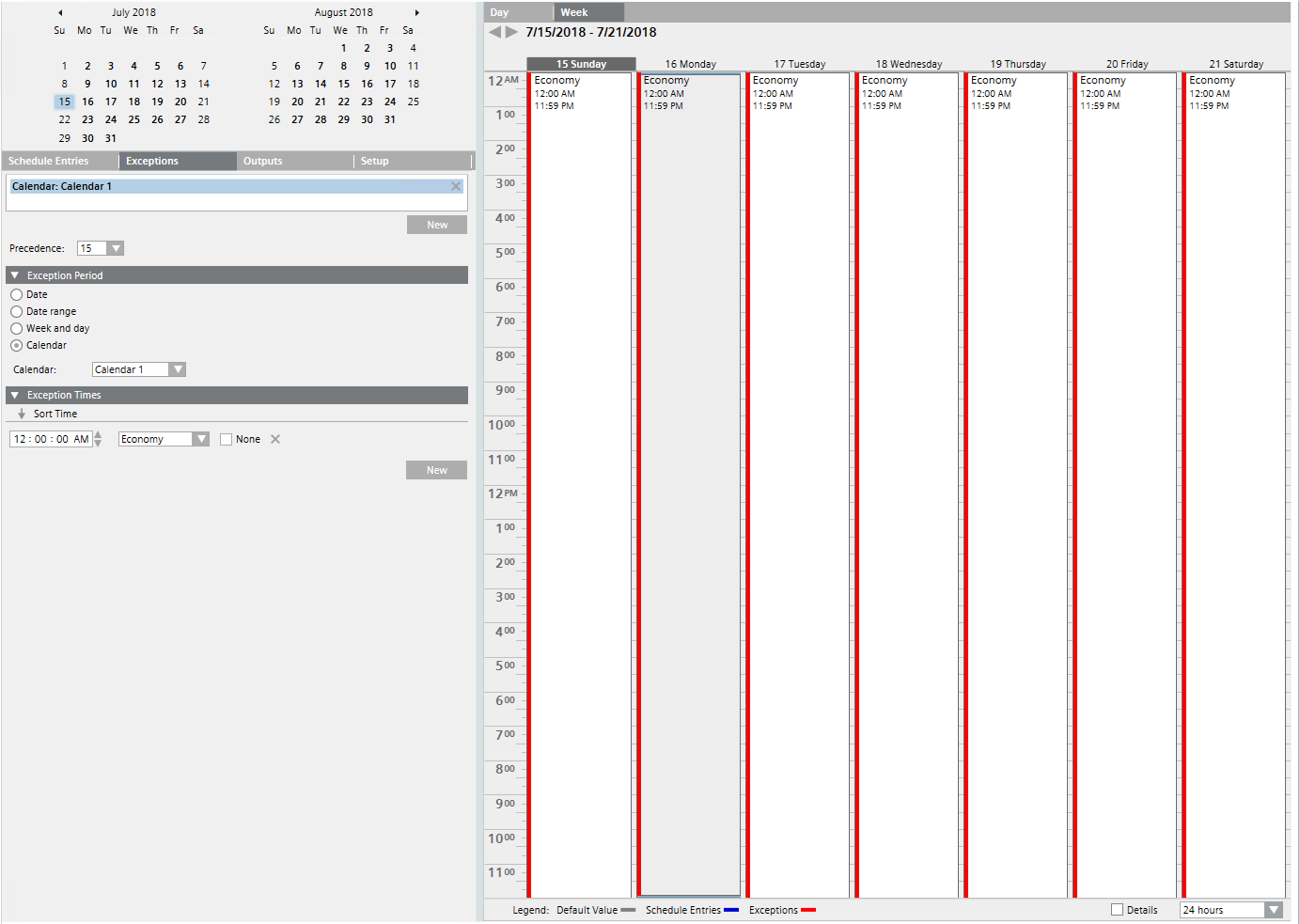 Scheduler with Newly Assigned Calendar Settings